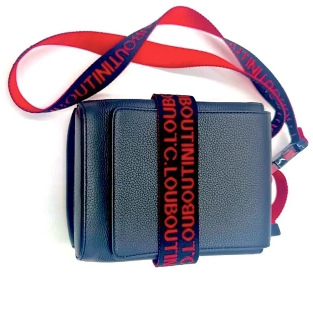 Auth Christian Louboutin Black Leather Benech Reporter Bag Preloved Purse Mint